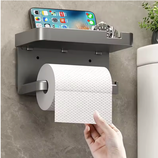 No-Drill Bathroom Shelf & Toilet Roll Holder